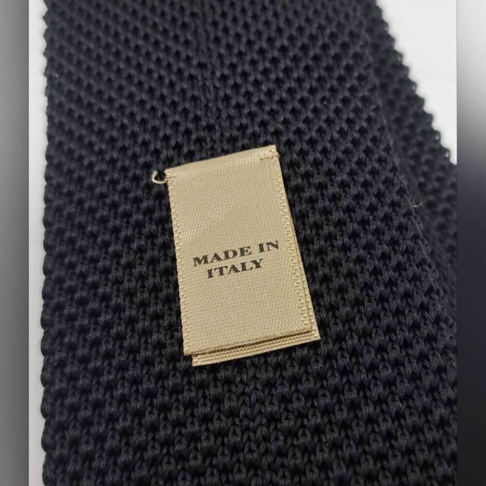 Burberry Men's 100% Silk Square Tie Slim Fit Black Made in Italy 52" Uniform - Picture 6 of 13